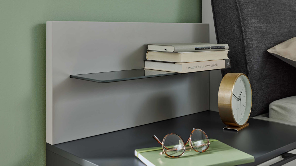 Paneel Interliving aus Holz in Hellgrau Interliving Schlafzimmer Serie 1207 – Paneel 30426 rechts, Breite ca. 46 cm - Satingrau