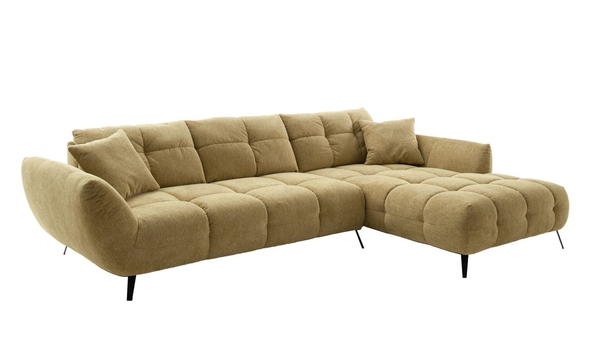 Ecksofa Nova via aus Stoff in Gelb Sofa Serie Chiara - Ecksofa gelber Bezug - Stellfläche ca. 318 x 217 cm