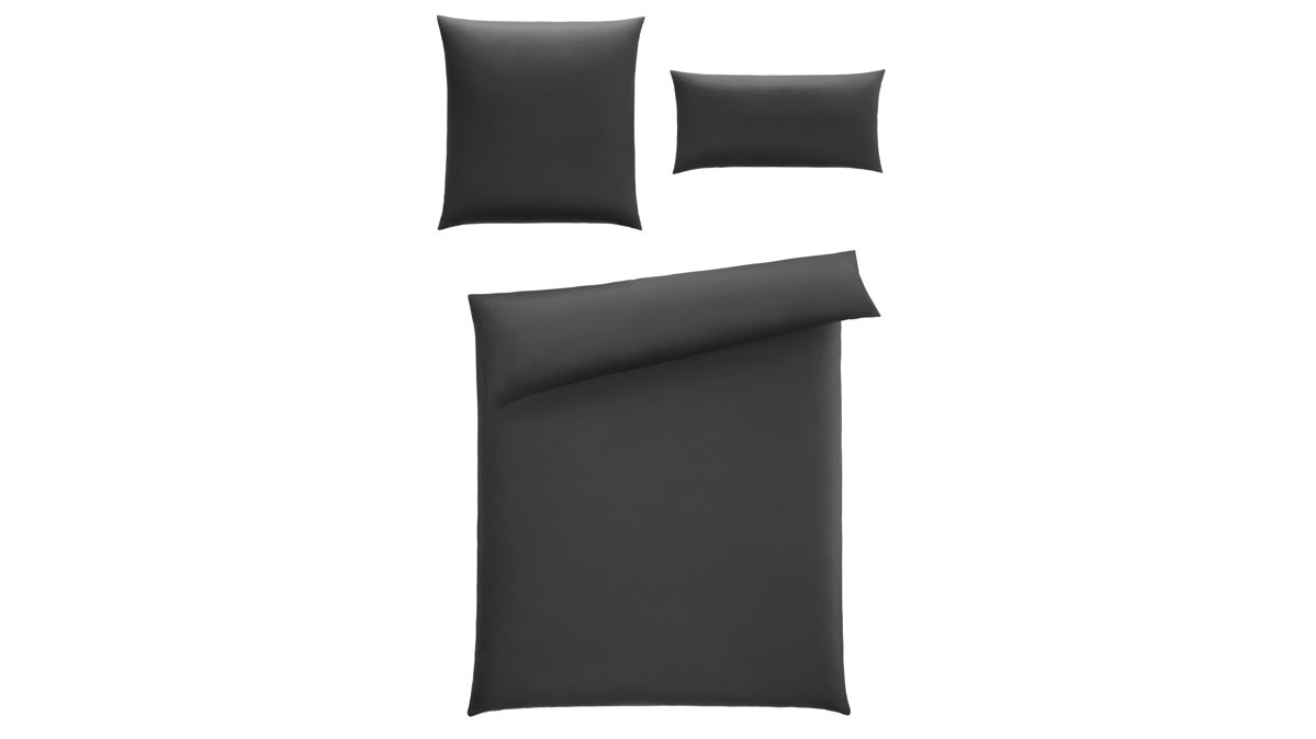 Bettwäsche-Set Cosima aus Naturfaser in Anthrazit Bettwäsche Elodie Anthrazit – ca. 135 x 200 cm