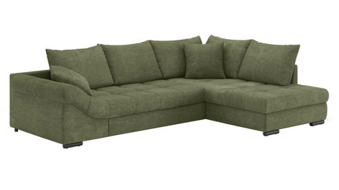 Ecksofa Nova via aus Stoff in Grün Sofa Serie Allegro - Ecksofa mit Schlaffunktion grüner Bezug - Stellfläche ca. 303 x 202 cm