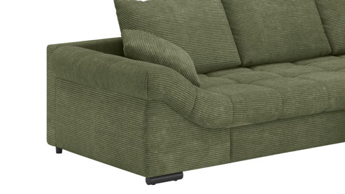 Ecksofa Nova via aus Stoff in Grün Sofa Serie Allegro - Ecksofa mit Schlaffunktion grüner Bezug - Stellfläche ca. 303 x 202 cm