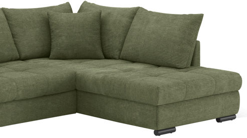 Ecksofa Nova via aus Stoff in Grün Sofa Serie Allegro - Ecksofa mit Schlaffunktion grüner Bezug - Stellfläche ca. 303 x 202 cm