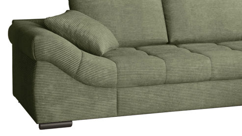 Ecksofa Nova via aus Stoff in Grün Sofa Serie Allegro - Ecksofa mit Schlaffunktion grüner Bezug - Stellfläche ca. 303 x 202 cm