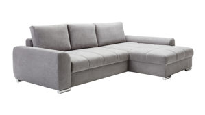 Ecksofa Nova via aus Stoff in Grau Ecksofa Fabio - Schlaffunktion mit Bettkasten melangefarbener Bezug - Stellfläche ca. 283 x 181 cm