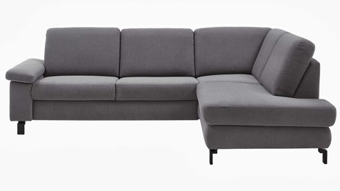 Ecksofa SOFAkultur aus Stoff in Grau SOFAkultur Programm SK 239 - Ecksofa platingrauer Bezug Easy Care & schwarze Metallfüße 893 - Stellfläche ca. 267 x 200 cm