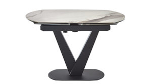 Auszugtisch Akante aus Keramik in Weiß AKANTE Esstisch Serie Bellagio - Auszugtisch weiße Marmoroptik & Schwarz - ca. 160 - 240 x 100 cm