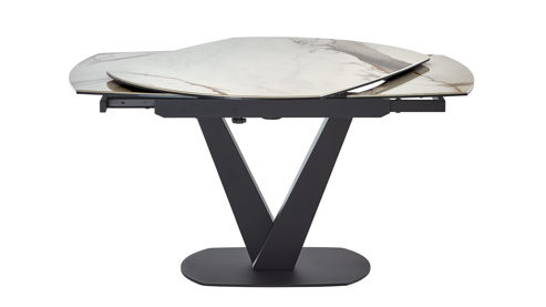 Auszugtisch Akante aus Keramik in Weiß AKANTE Esstisch Serie Bellagio - Auszugtisch weiße Marmoroptik & Schwarz - ca. 160 - 240 x 100 cm