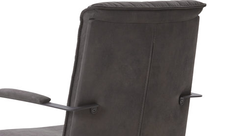 Vierfußstuhl WOODS & TRENDS aus Stoff in Anthrazit WOODS & TRENDS Vintage-Dining - Armlehnstuhl 2432 anthrazitfarbene Mikrofaser Island & schwarzes Eisen