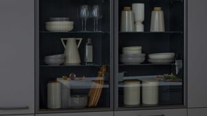 Einbauküche Interliving aus Holz in Schwarz Interliving Küche Serie 3088 mit AEG-Einbaugeräten Graphit – zweizeilig