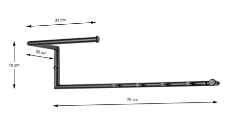 Wandgarderobe Haku aus Metall in Schwarz Wandgarderobe Schwarz - 4 Haken, ca. 70 x 18 cm
