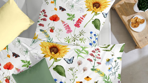 Bettwäsche-Set H. g. hahn haustextilien® aus Stoff in Mehrfarbig HAHN Bettwäsche-Set zweiteilig, ca. 135 x 200 cm - mehrfarbiges Blumenmuster