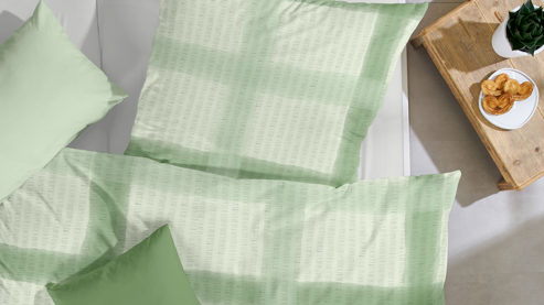 Bettwäsche-Set H. g. hahn haustextilien® aus Stoff in Grün HAHN Bettwäsche-Set zweiteilig, ca. 135 x 200 cm - Grün Weiß kariert