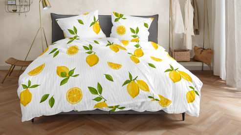 Bettwäsche-Set H. g. hahn haustextilien® aus Stoff in Gelb HAHN Bettwäsche-Set zweiteilig, ca. 135 x 200 cm - Gelb Weiß Zitrusfrucht