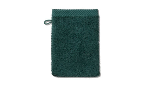 Waschlappen Kela | keck & lang aus Naturfaser in Dunkelgrün Handtuchserie Ladessa - Waschhandschuh alpengrün Baumwolle - ca. 15 x 21 cm
