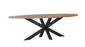 Esstisch Gutmann factory® aus Holz in Holzfarben Esstisch Attenzione Ulme & schwarzes Spider-Metallgestell - ca. 254 x 135 cm