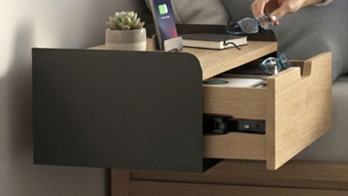 Konsole Haku aus Holz in Anthrazit Nachtkonsole Anthrazit & Eiche - ca. 40 x 20 cm