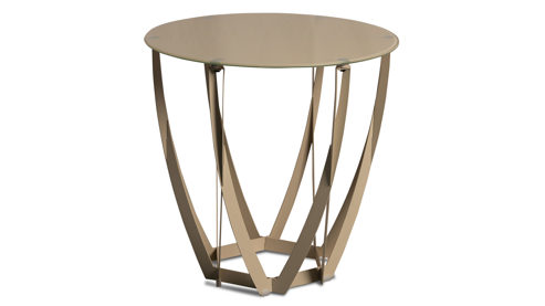 Beistelltisch M2 kollektion aus Glas in Creme Couchtisch Maya 1 Cremeweiß - Durchmesser ca. 50 cm