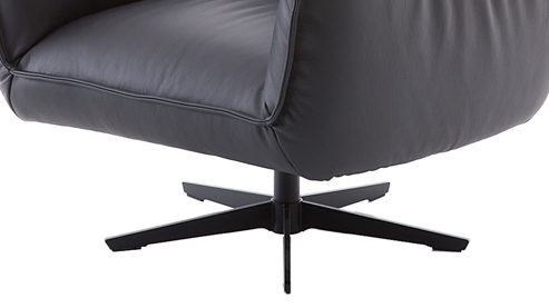 Drehsessel Koinor aus Leder in Schwarz KOINOR Sessel Buddy schwarzer Lederbezug & schwarzes Metalldrehkreuz - ca.  86 x 96 cm