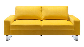 Zweisitzer SOFAkultur aus Stoff in Gelb SOFAkultur Programm SK 239 - 2,5-Sitzer - Couch mit Federkern gelber Bezug Easy Care & Metallfüße – Breite ca. 204 cm