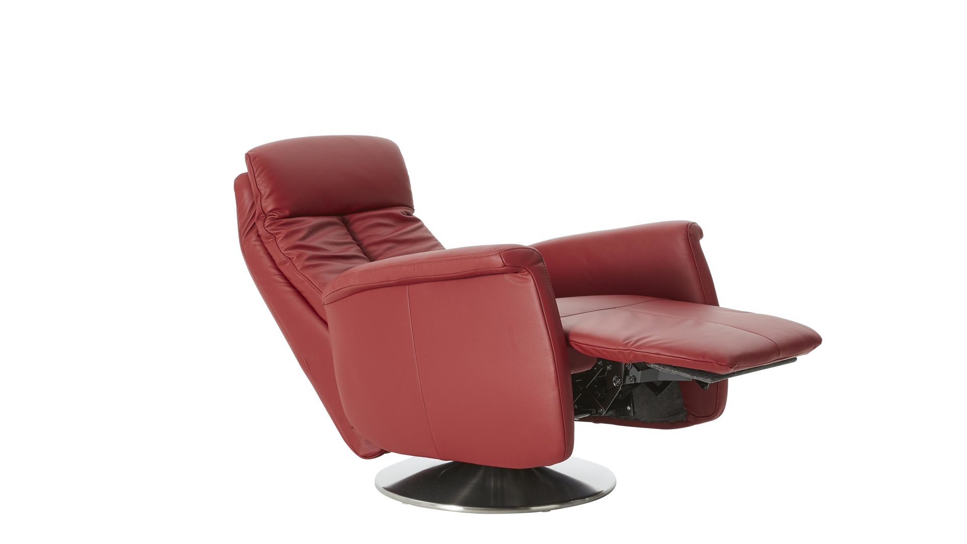 Relaxsessel modulmaster aus Leder in Dunkelrot Modulmaster MM-PN1035 - Relaxsessel 1SDCL D2 rossofarbenes Leder Torro & Edelstahl-Tellerfuß