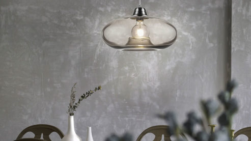 Pendelleuchte Globo lighting aus Glas in Grau GLOBO Hängelampe Lille rauchfarbenes Glas & Nickel – Durchmesser ca. 40 cm