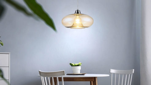 Pendelleuchte Globo lighting aus Glas in Hellbraun GLOBO Hängelampe Lille amberfarbenes Glas & Nickel – Durchmesser ca. 40 cm