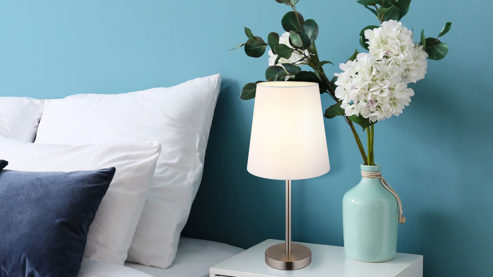 Tischleuchte Globo lighting aus Metall in Metallfarben GLOBO Lampen Serie Joris - Tischlampe Nickel & weißer Lampenschirm - Höhe ca. 45 cm