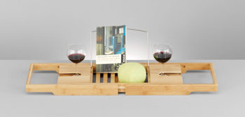 Badaccessoire Zeller present aus Holz in Holzfarben Badewannenablage lackiertes Bambusholz