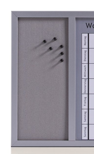 Magnettafel Zeller present aus Metall in Grau Wochenplaner & Kombitafel 3 in 1 alufarbenes Metall & Kork - ca. 60 x 40 cm