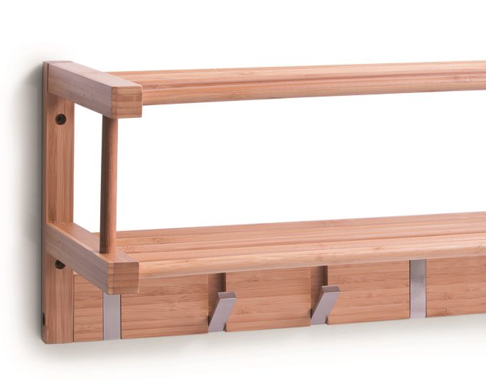 Wandgarderobe Zeller present aus Holz in Holzfarben Wandgarderobe Bambusholz - Länge ca. 60 cm