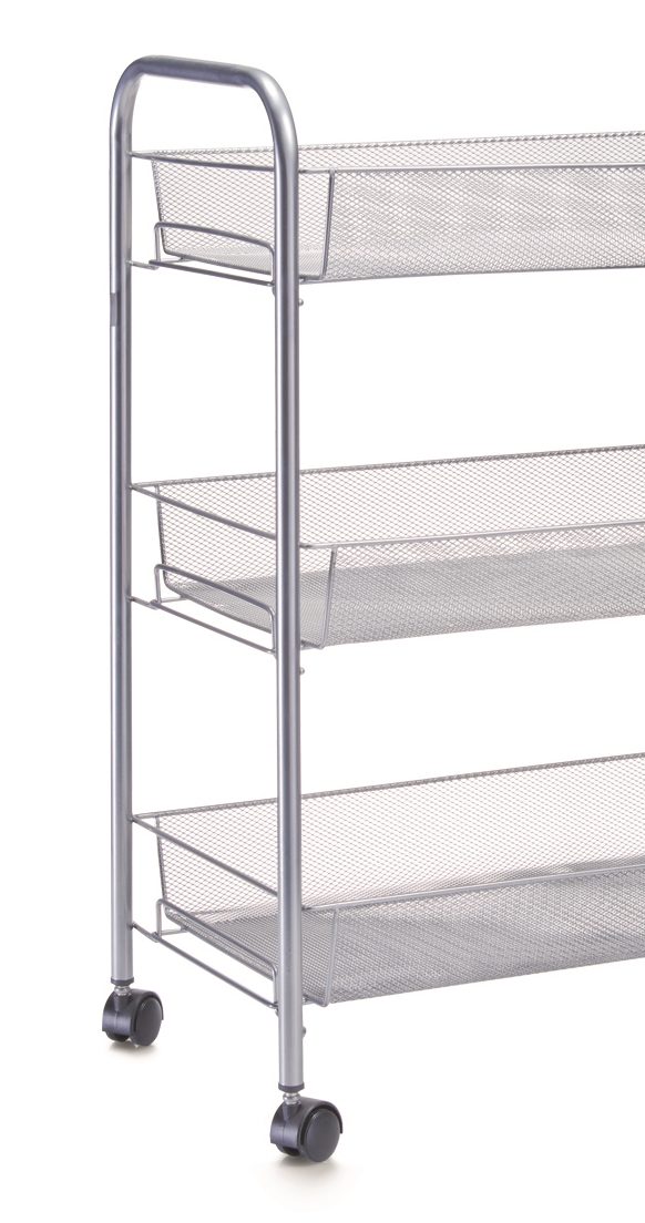 Rollwagen Zeller present aus Metall in Metallfarben Etagen-Rollwagen alufarbene Stahldraht - drei Fächer