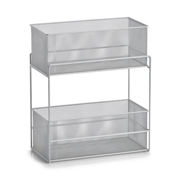 Regal Zeller present aus Metall in Metallfarben Etagenregal  alufarbenes Stahlgeflecht - ca. 18 x 42 x 35 cm