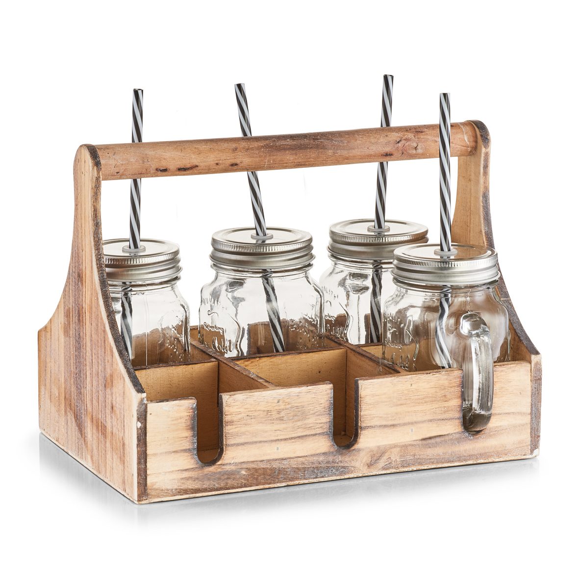 Glas-Set Zeller present aus Glas in Transparent Trinkgläser-Set Glas & Holz - siebeteilig