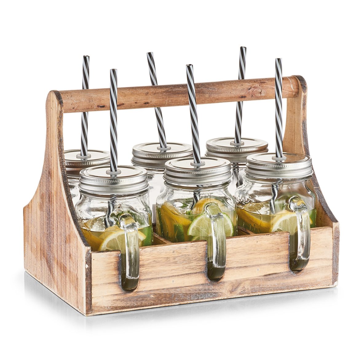 Glas-Set Zeller present aus Glas in Transparent Trinkgläser-Set Glas & Holz - siebeteilig