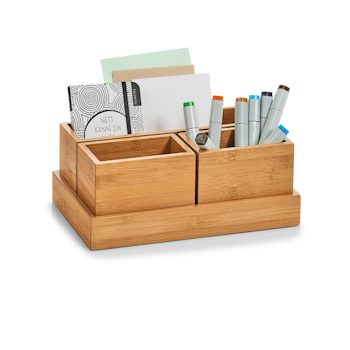 Ordnungsbox Zeller present aus Holz in Holzfarben Organizer-Set  Bambusholz - vierteilig