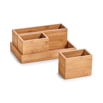 Ordnungsbox Zeller present aus Holz in Holzfarben Organizer-Set  Bambusholz - vierteilig