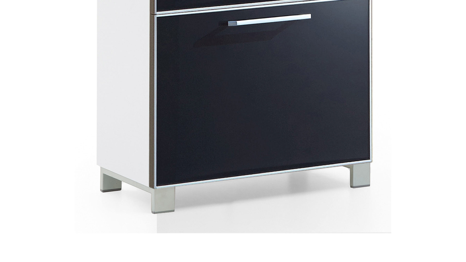 Schuhschrank Voss möebel aus Glas in Schwarz VOSS MÖBEL Schuhschrank Santina als Dielenmöbel weißer Lack & anthrazitfarbenes Glas – eine Schublade, zwei Klappen