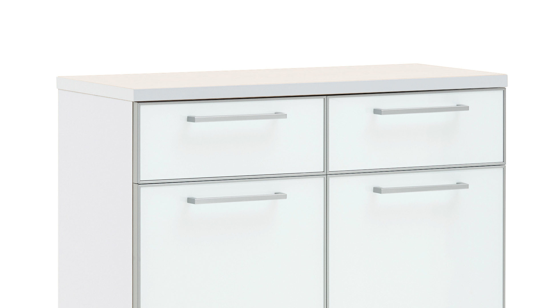 Schuhschrank Voss möebel aus Glas in Weiß VOSS MÖBEL Schuhschrank Santina als Dielenmöbel weißer Lack & weißes Glas – zwei Schubladen, zwei Türen