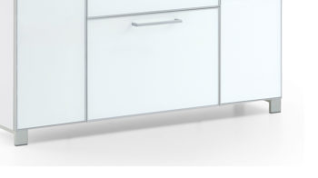 Schuhschrank Voss möebel aus Glas in Weiß VOSS MÖBEL Schuhschrank Santina als Dielenmöbel weißer Lack & weißes Glas – eine Schublade, vier Türen