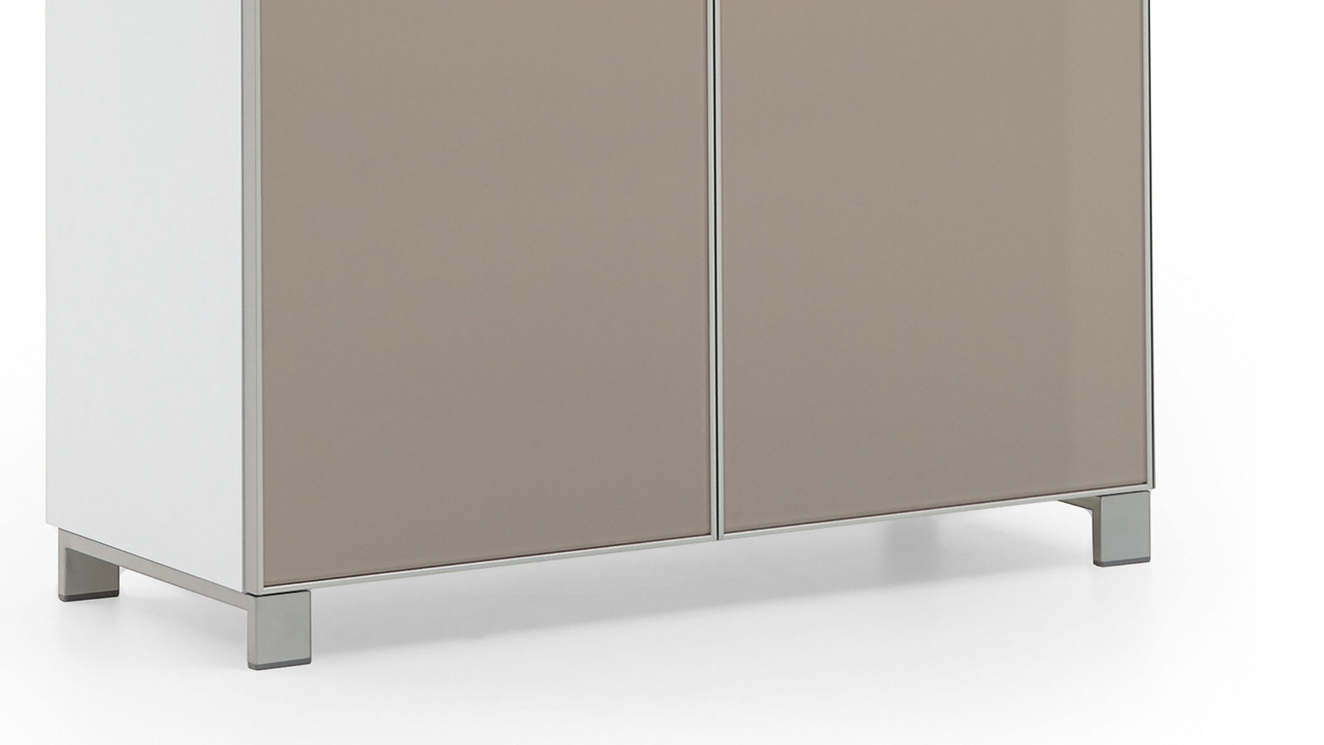 Schuhschrank Voss möebel aus Glas in Braun VOSS MÖBEL Schuhschrank Santina als Dielenmöbel weißer Lack & taupefarbenes Glas – zwei Türen