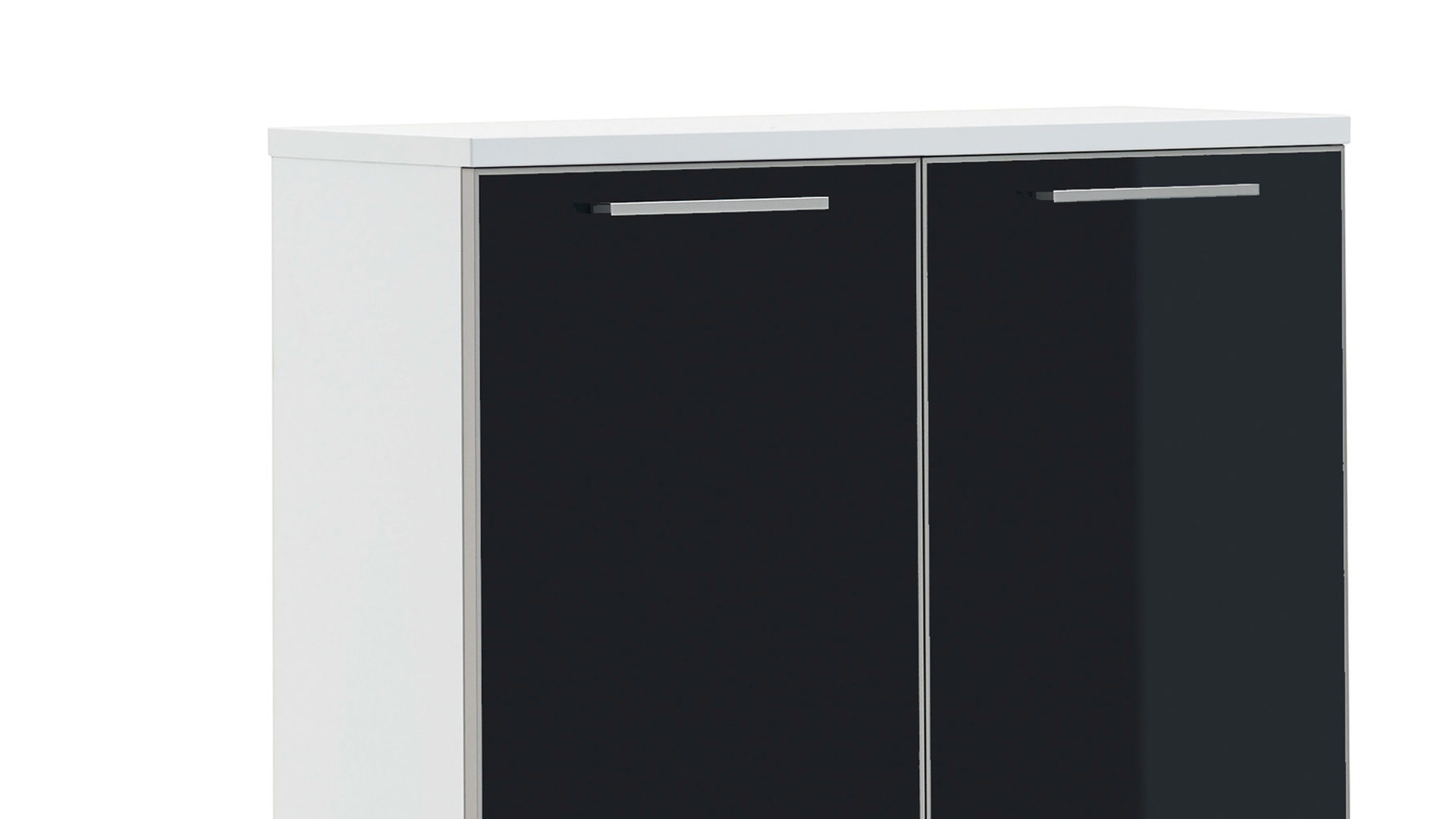 Schuhschrank Voss möebel aus Glas in Schwarz VOSS MÖBEL Schuhschrank Santina als Dielenmöbel weißer Lack & anthrazitfarbenes Glas – zwei Türen