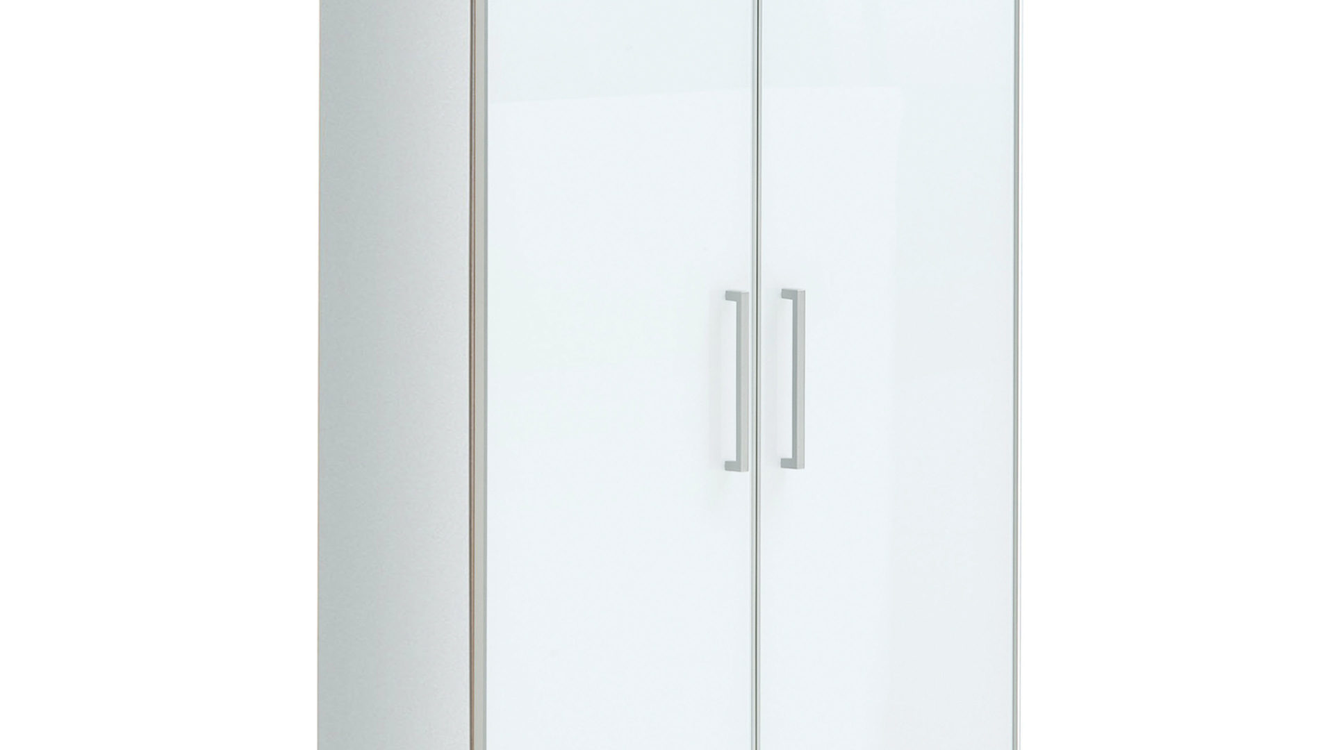 Garderobenschrank Voss möebel aus Glas in Weiß VOSS MÖBEL Garderobenschrank Santina als Dielenmöbel weißer Lack & weißes Glas – zwei Türen