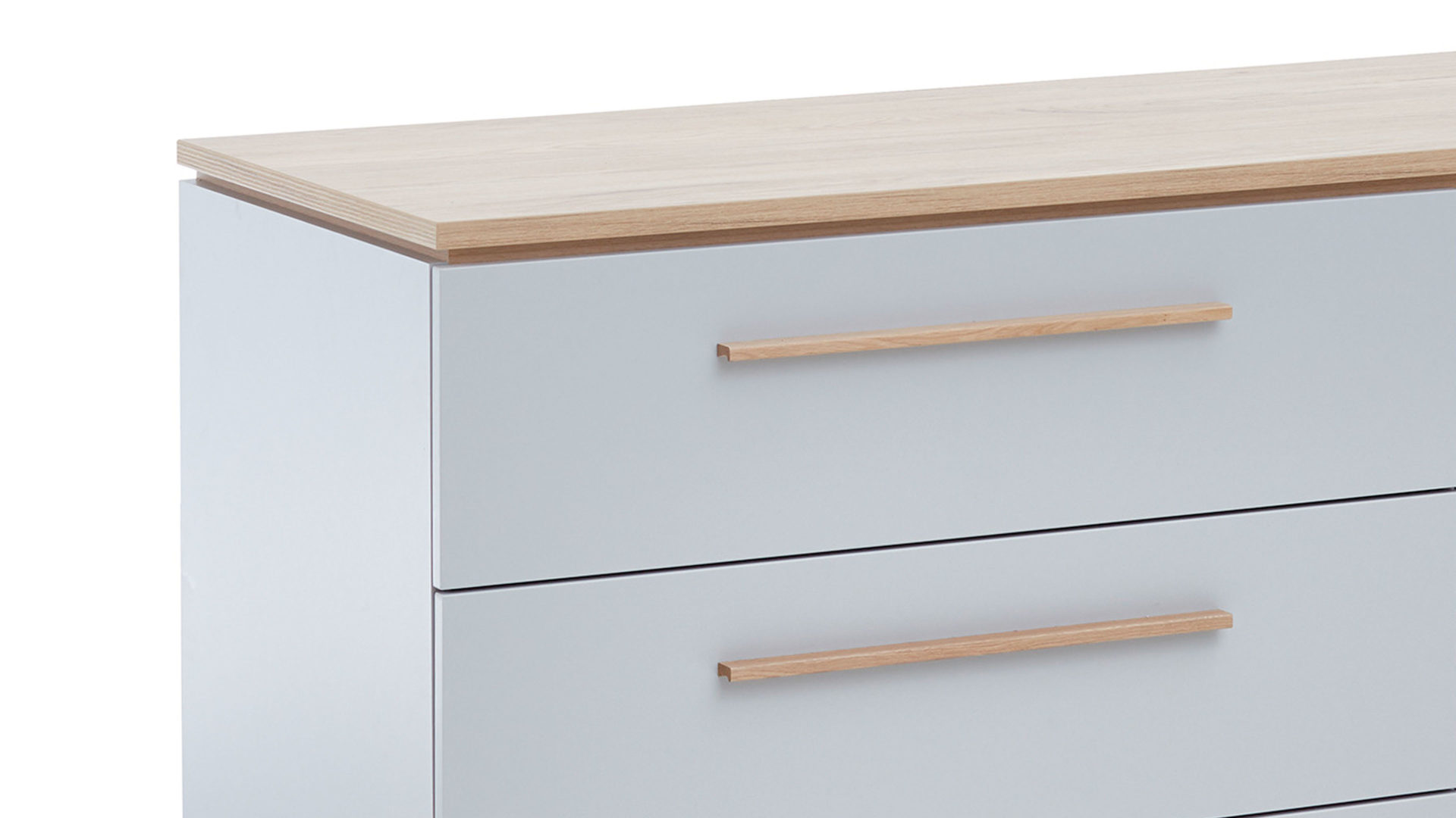 Kombikommode Paidi aus Holz in Hellgrau PAIDI Babyzimmerprogramm Benne - Kombikommode Kieselgrau & Montana Eiche – drei Schubladen, eine Tür