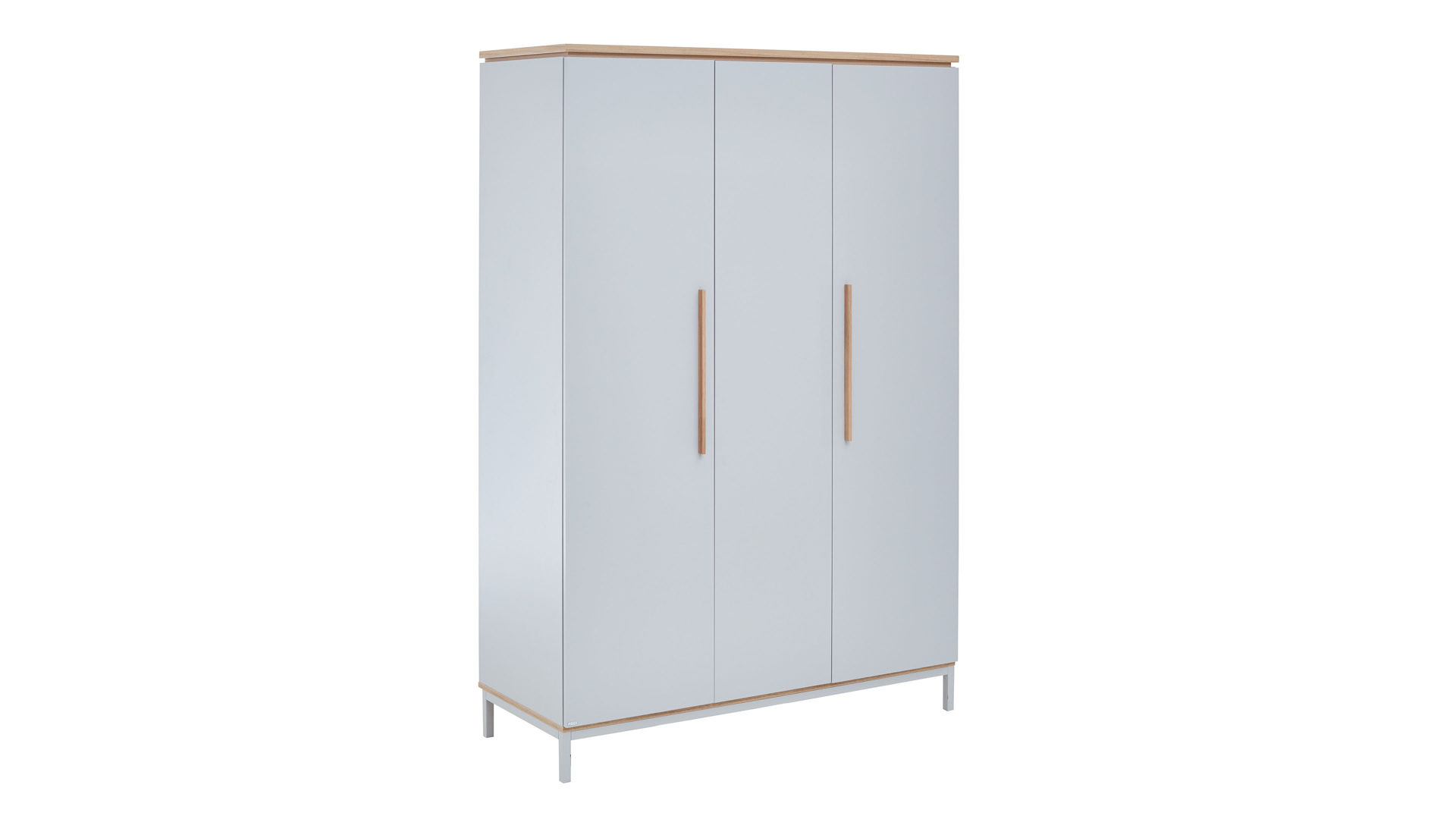 Kleiderschrank Paidi aus Holz in Hellgrau PAIDI Babyzimmerprogramm Benne - Kleiderschrank Kieselgrau & Montana Eiche – drei Türen, Breite ca. 135 cm
