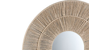 Spiegel Mirrors and more aus Spiegel in Beige Dekospiegel Marlene Holzfarbig - Durchmesser ca. 80 cm