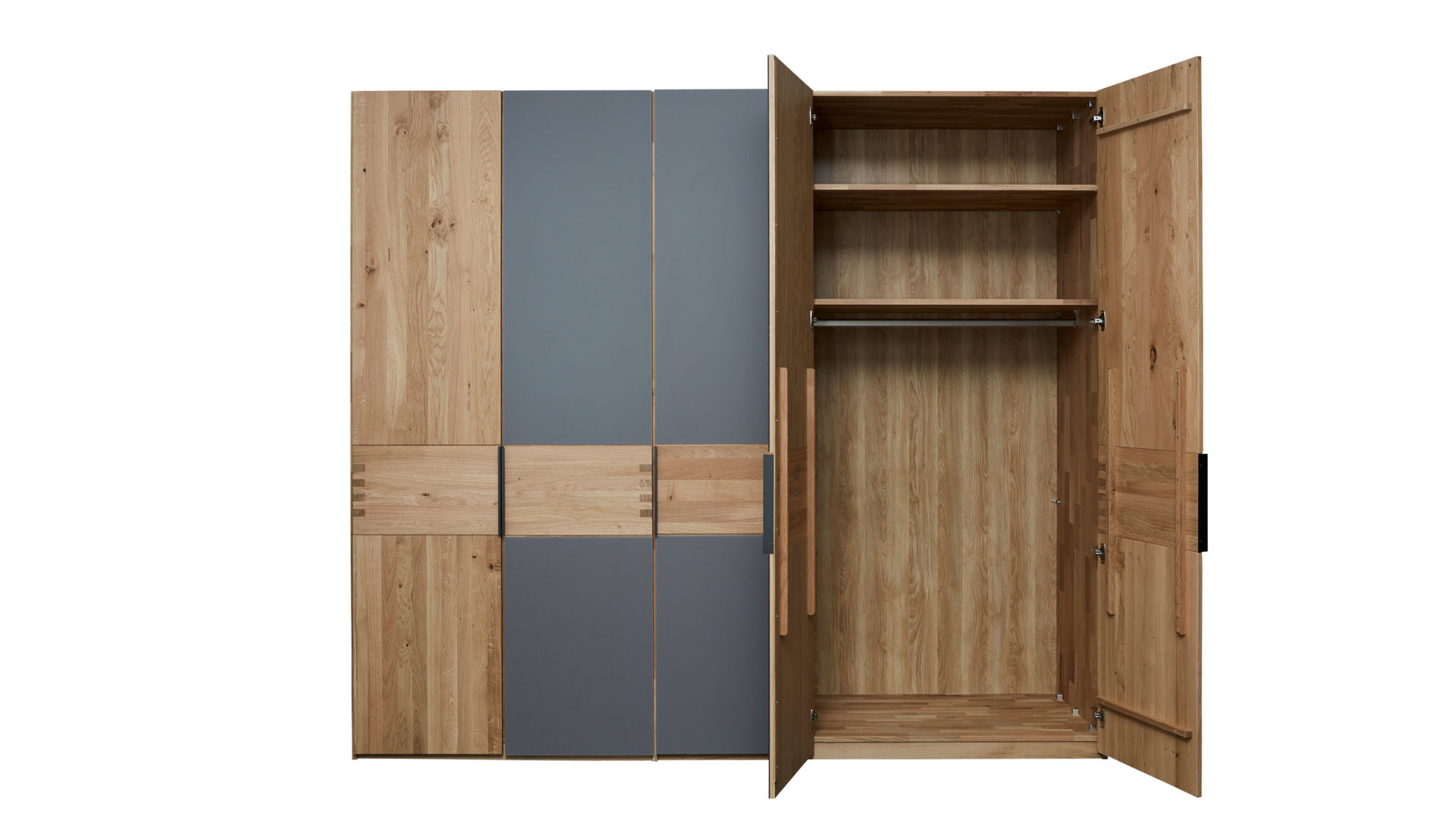 Komplettzimmer Interliving aus Holz in Grau Interliving Schlafzimmer Serie 1015 – Komplettzimmer 1004 Siena & Wildeiche – vierteilig, fünftürig