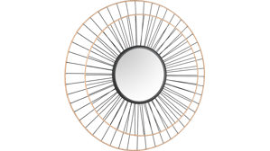 Spiegel Mirrors and more aus Spiegel in Schwarz Dekospiegel Kerstin Schwarz & Holzfarbig - Durchmesser ca. 80 cm