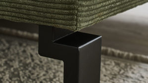 Ecksofa SOFAkultur aus Stoff in Grün SOFAkultur Programm SK 239 - Ecksofa mit Federkern olivgrüner Feincord & schwarze Metallfüße 192 - Stellfläche ca. 292 x 185 cm