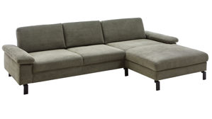 Ecksofa SOFAkultur aus Stoff in Grün SOFAkultur Programm SK 239 - Ecksofa mit Federkern olivgrüner Feincord & schwarze Metallfüße 192 - Stellfläche ca. 292 x 185 cm