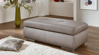 Funktionshocker modulmaster aus Leder in Grau Modulmaster MM-PN1044 - Funktionshocker als Sitzmöbel granitfarbenes Leder Torro & Rollenfüße – ca. 129 x 64 cm